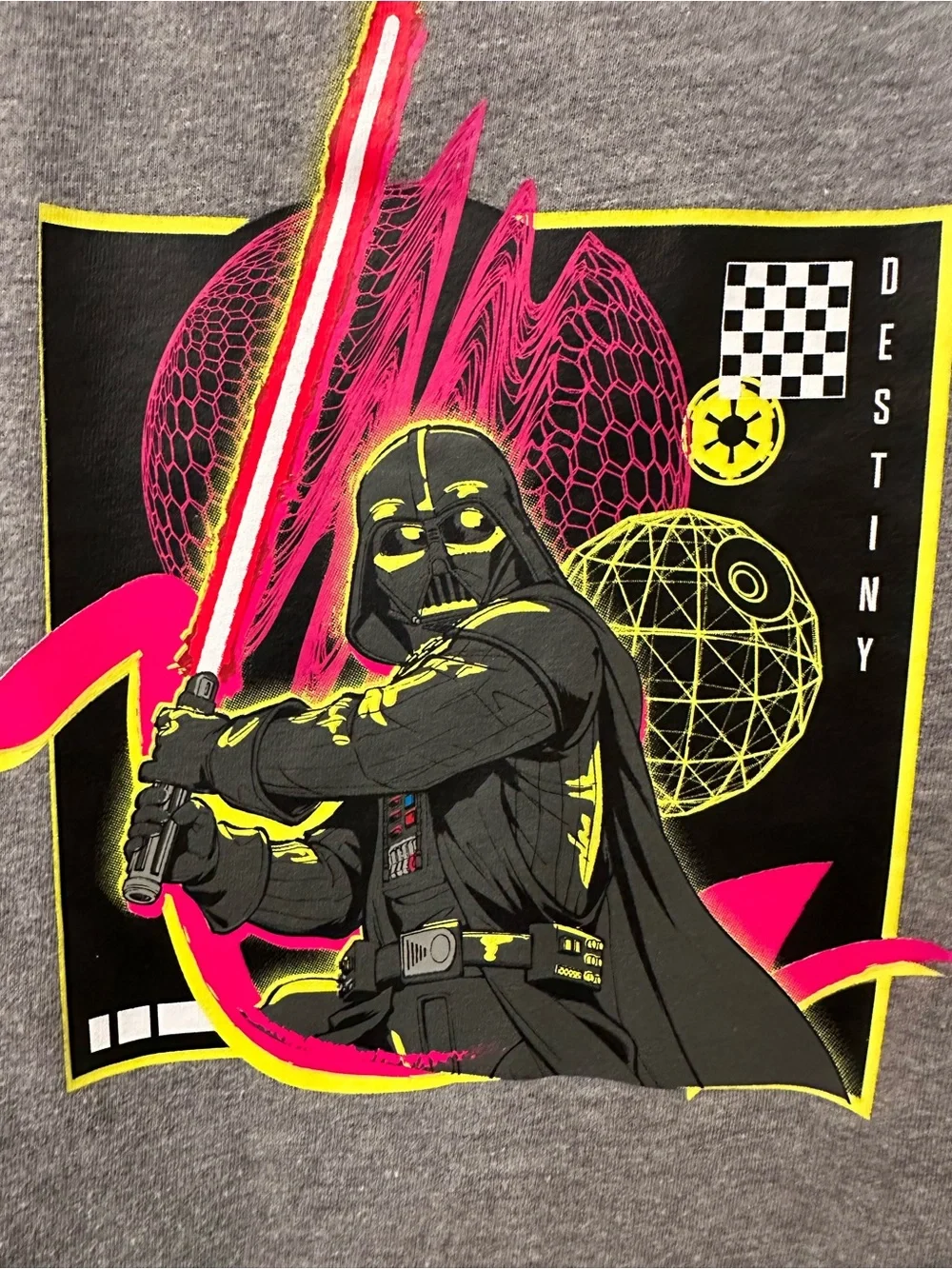 Old Navy Gray Star Wars Graphic Tee with Neon Pink Accent